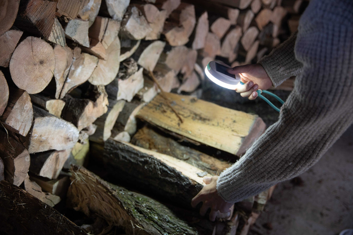 BioLite Solar FlexLight illuminating a outdoor space at night