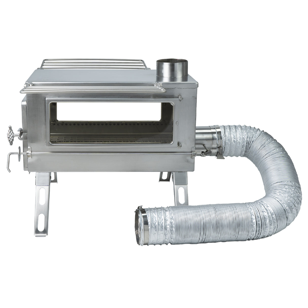 Winnerwell Nomad Double View Plus External Air Stove with exhaust attached