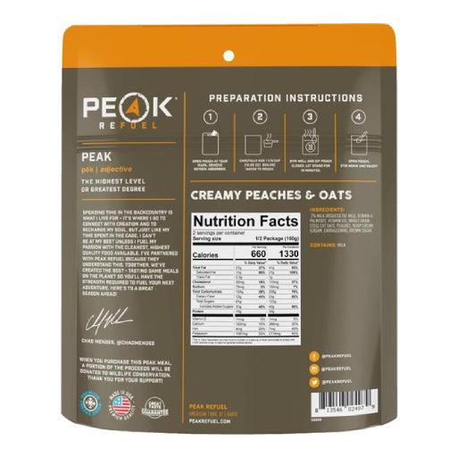 Peak Refuel- Creamy Peaches and Oats Nutrition Facts