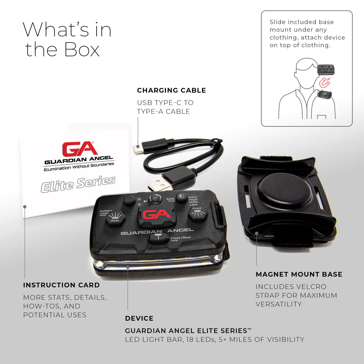 Guardian Angel Elite Series Personal Safety Light Bar (White/ Blue Yellow)