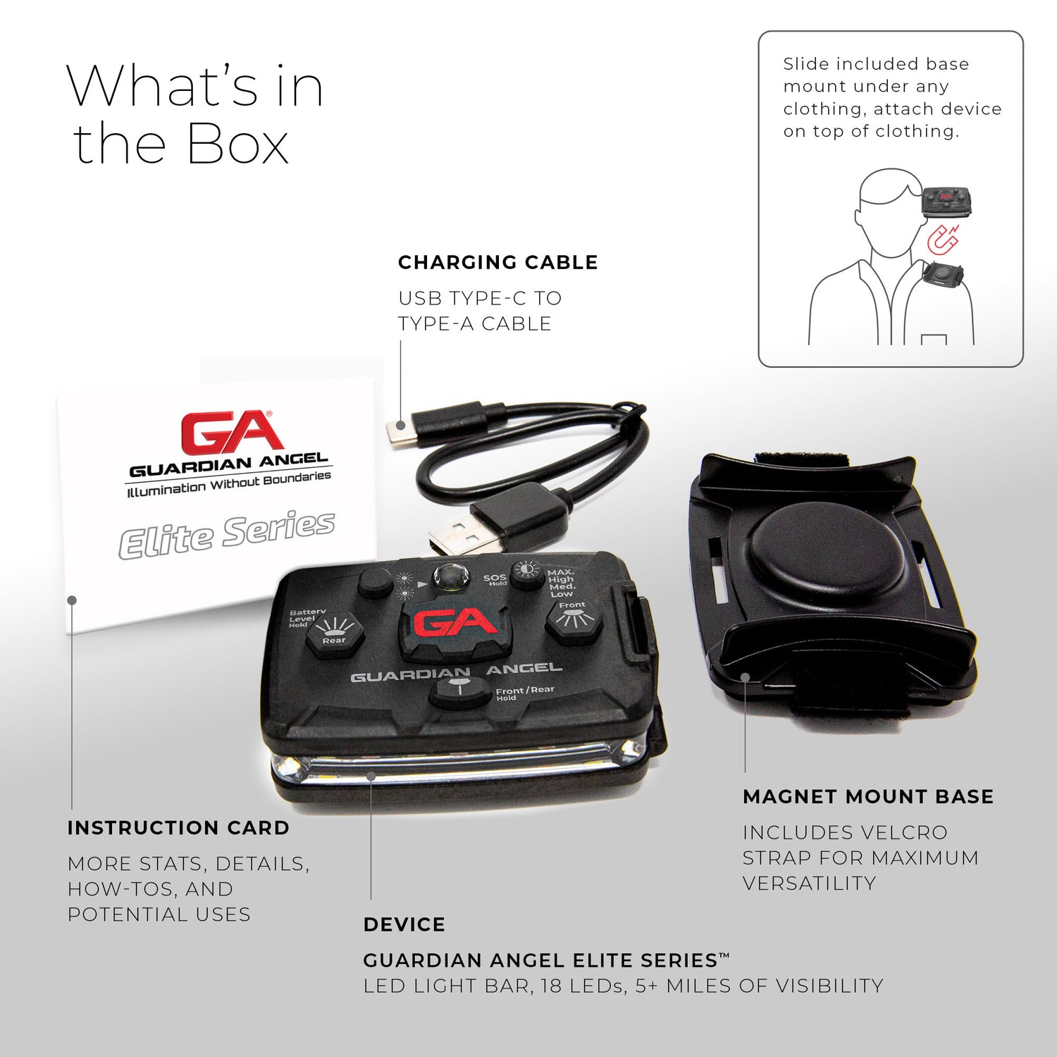 Guardian Angel Elite Series Personal Safety Light Bar (White/ Blue Yellow)