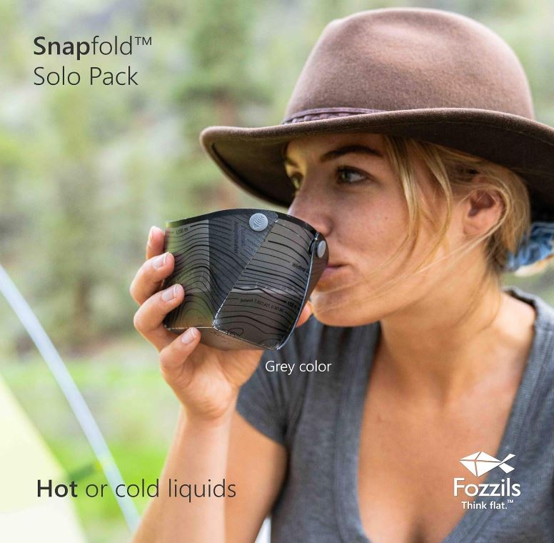 Fozzils Solo Set in use at a campsite with drink