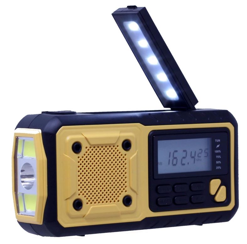 Kaito KA368 Digital Solar Crank AM FM NOAA Weather Radio with Flashlight Yellow