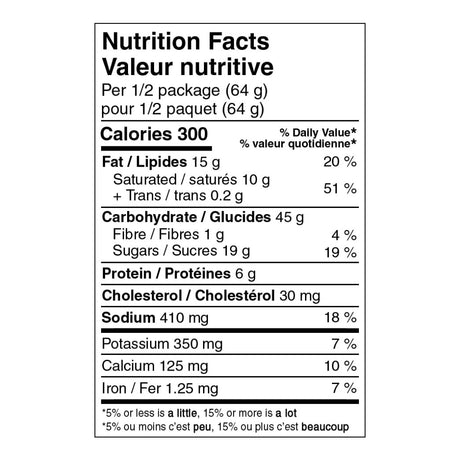 Backpackers Pantry dark chocolate mousse mix nutrition label