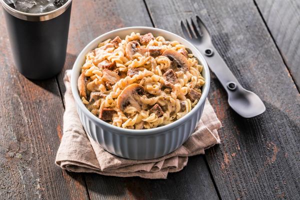 Peak Refuel Beef Stroganoff in a bowl