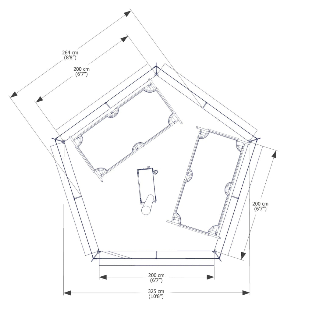 Esker Arctic Fox 10'x10' Winter Hot Tent Inside Diagram