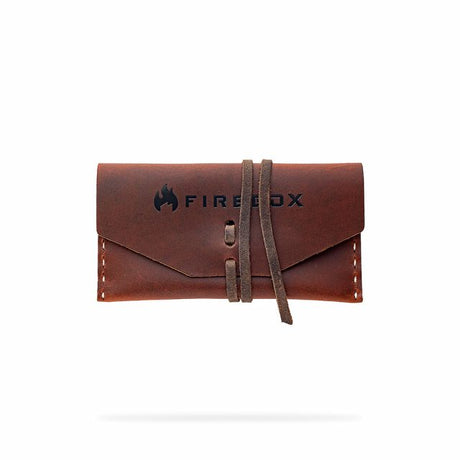 Fire Box Nano Leather Case with leather strap. The Firebox logo is written across the front.