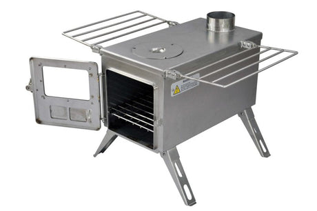 Winnerwell Nomad 1G Medium Wood Stove - Front View with Glass Window