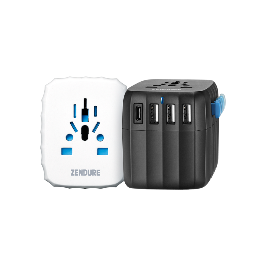 Top of Zendure Passport 30W Travel Adapter and side USB inputs