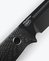 Close-up of carbon fiber handle on Benchmade 163BK Bushcrafter