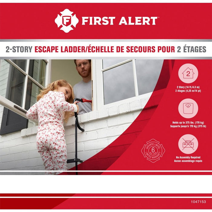 First Alert Two-Story Fire Escape Ladder | Steel, Anti-Slip