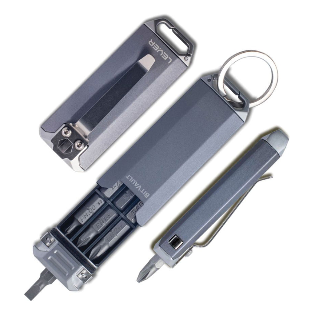 Lever Gear BitVault  EDC Keychain Tool - Gray