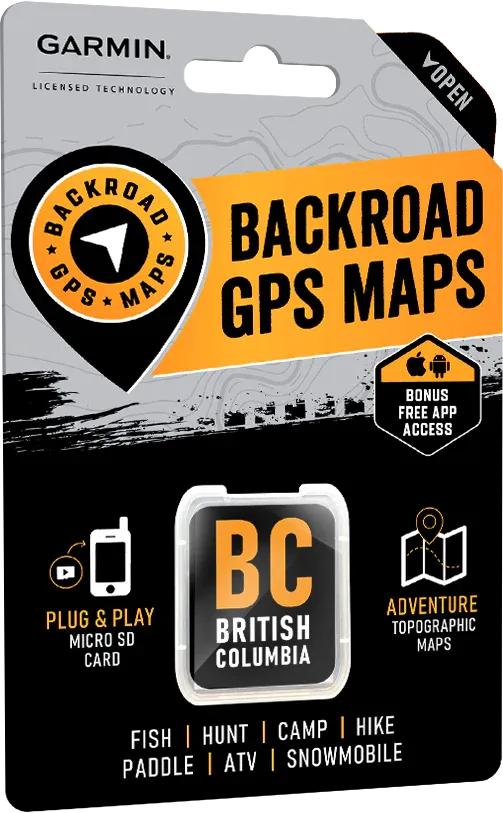 British Columbia Backroad GPS Map (8GB SD Card) | Garmin Compatible Navigation