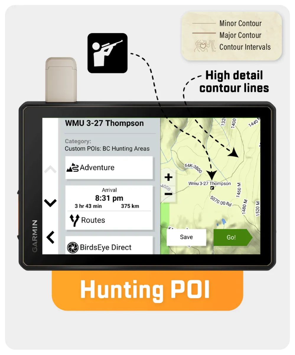 British Columbia Backroad GPS Map (8GB SD Card) | Garmin Compatible Navigation