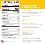 Nutristore Freeze Dried Cheddar Cheese Nutrition Facts