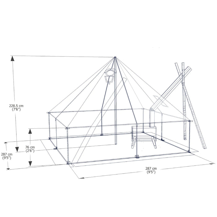 Dimensions for Esker Classic 2 Winter Hot Tent- 10'x10'