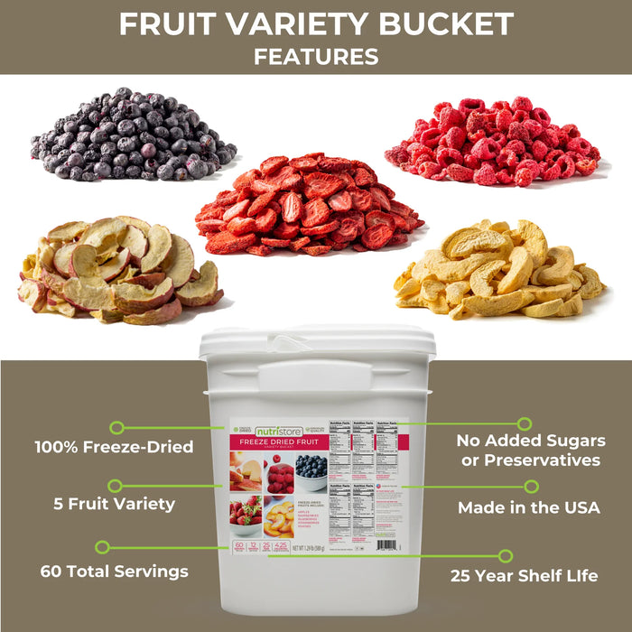 Nutristore Freeze Dried Fruit Variety Bucket Features