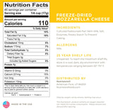 Nutristore Freeze Dried Mozzarella Cheese Nutrition Facts