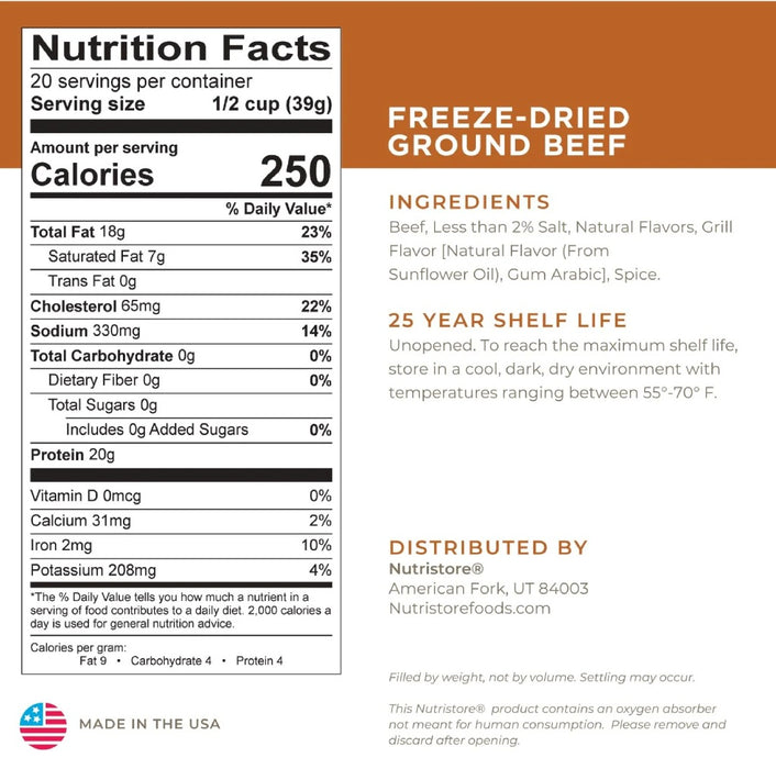 (#10 Can) Nutristore Freeze Dried Ground Beef