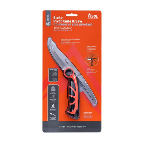 SOL Stoke Pivot 2-in-1 Knife and Saw with Fire Starter