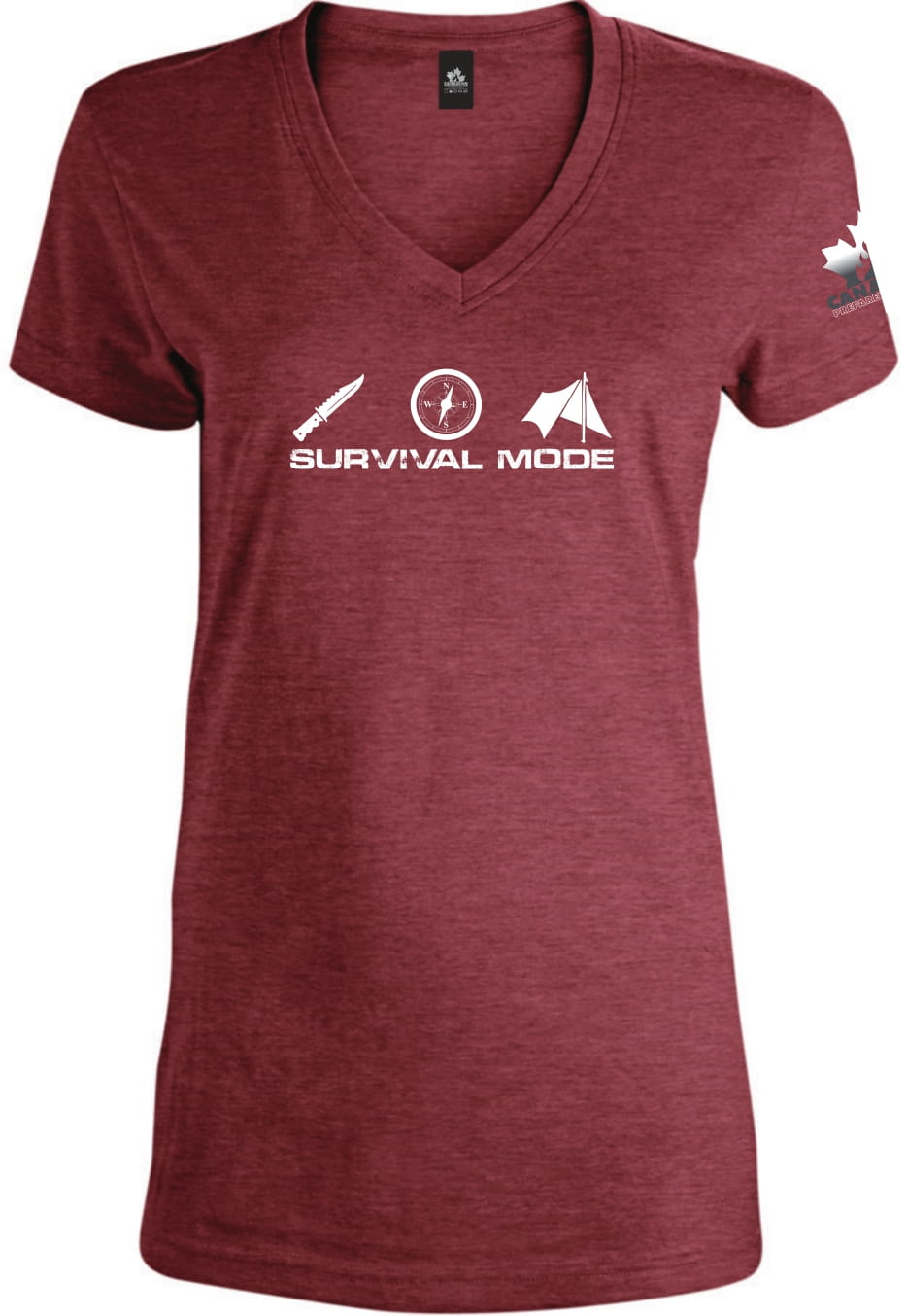 Women's Red Survival Mode V-Neck T-Shirt