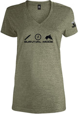 Women's Olive Survival Mode V-Neck T-Shirt