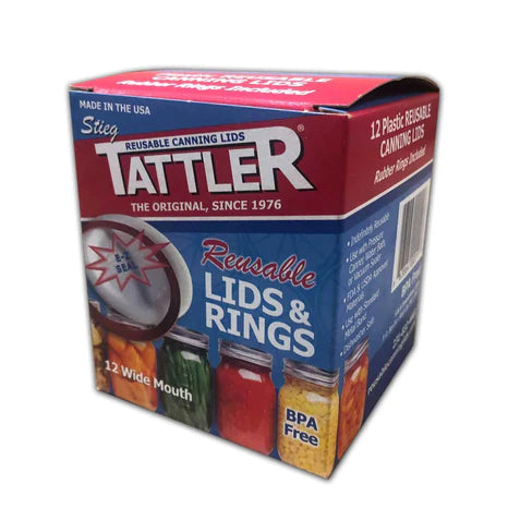 Tattler Reusable E-Z SEAL regular Canning Lids & Rings- 1 Dozen