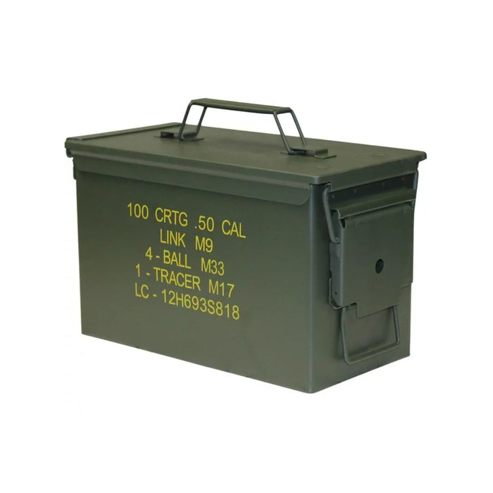 Tactical45 .50 Cal Ammo Can - Tan Steel Military Storage Box With Flip Lid