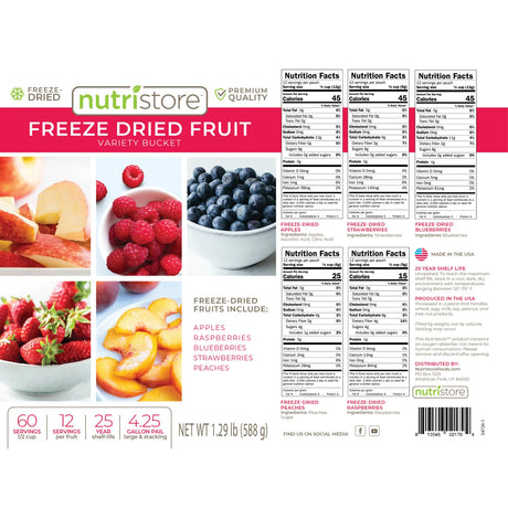 Nutristore Freeze Dried Fruit Variety Bucket Nutrition Facts