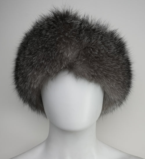 Indigo Fur Hat - Leather Top