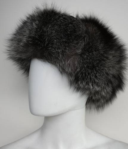 Indigo Fur Hat - Leather Top