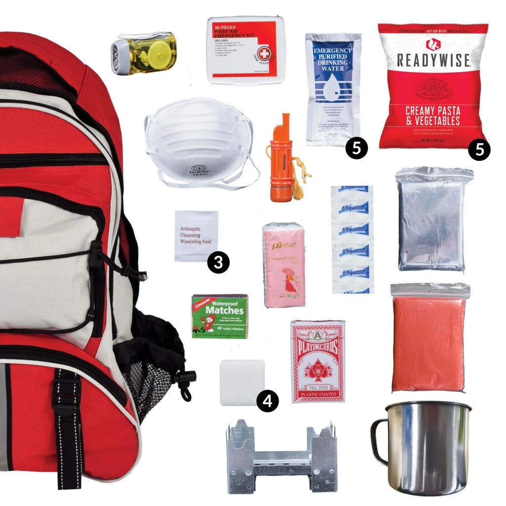 ReadyWise Red 64 Piece Survival Backpack