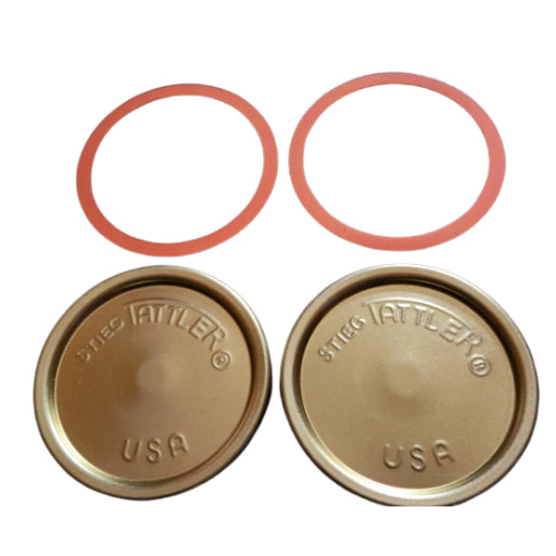 Tattler Seal-Loc Disposable REGULAR Mouth Metal Lids With Rubber Rings