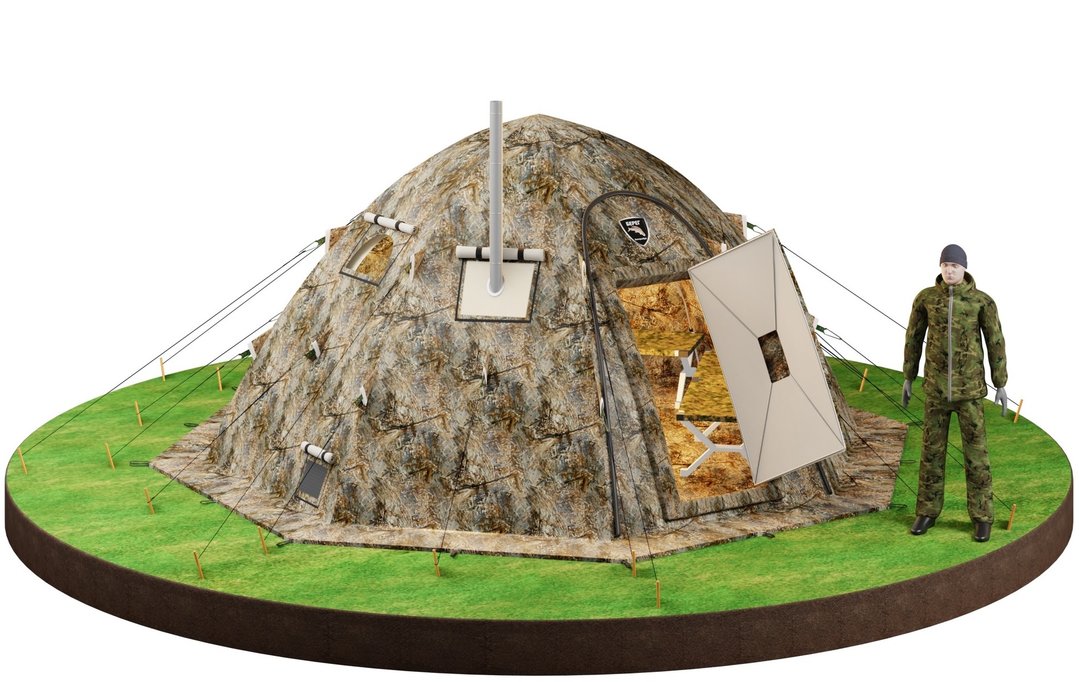 Russian Bear "UP-5" Woodstove Tent with DOOR |  3-8 person
