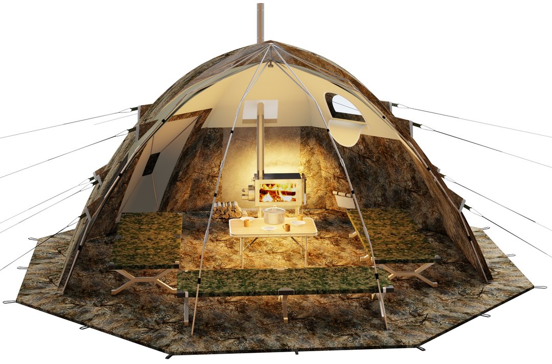 Russian Bear "UP-5" Woodstove Tent with DOOR |  3-8 person