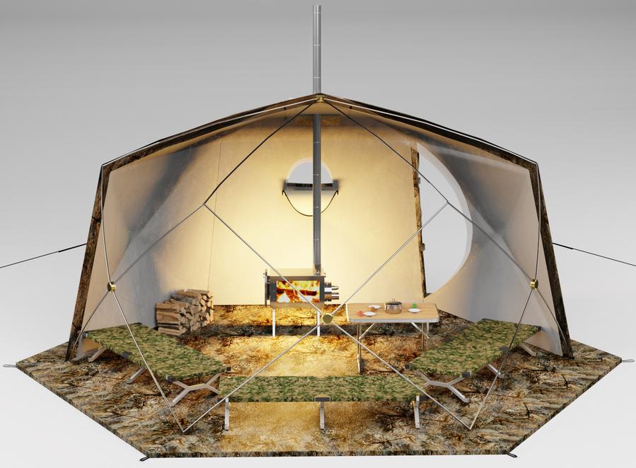 Russian Bear 'Hexagon' Best for 8 person Woodstove Tent