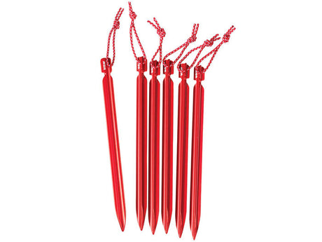 5 red camping stakes from the Groundhog Kit V2.