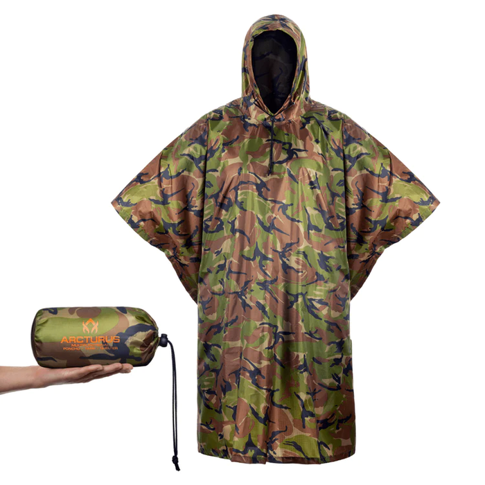 Arcturus Lightweight Waterproof Rain Poncho- Camo