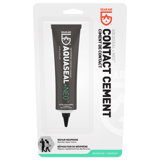 Gear Aid AquaSeal Contact Cement tube 'ciment de contact' with the description 'repair neoprene'