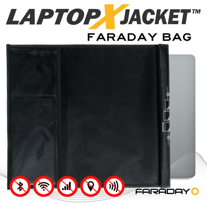 Faraday Jacket XXL - Non-Window, Forensic, Black Canvas Laptop Bag 14x16