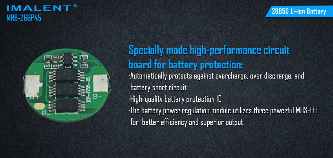 4500mAh 26650 Li-ion Rechargeable | Imalent High Capacity Battery