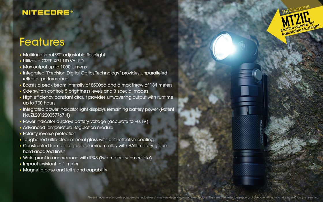 MT21C lampe de poche aimantée tête inclinable 1000LM–NITECORE BELUX