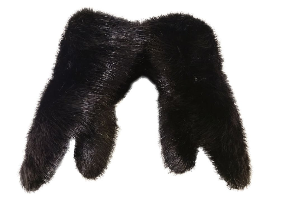 top view of the Black Beaver Fur Mitts, the mitts shown are completely covered in fur.