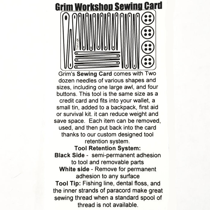 Survival Card- Sewing and First Aid Card (GRIM SURVIVAL TOOLS)