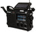 Kaito KA500 voyager radio in black with am, fm, sw, and NOA weather alert capable radio. The solar panel is point up to charge the device and the hand crank is shown.