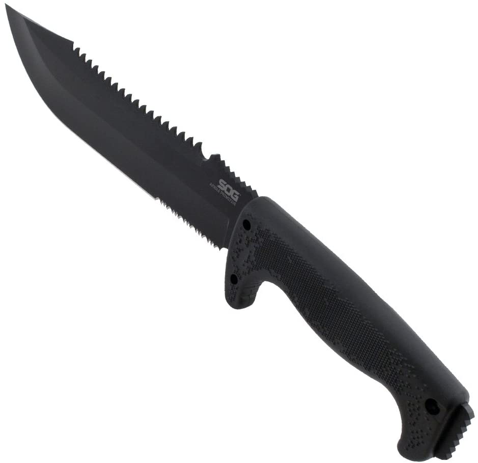 SOG Jungle Primitive Machete | Partially Serrated + Nylon Sheath (F03TN-CP)