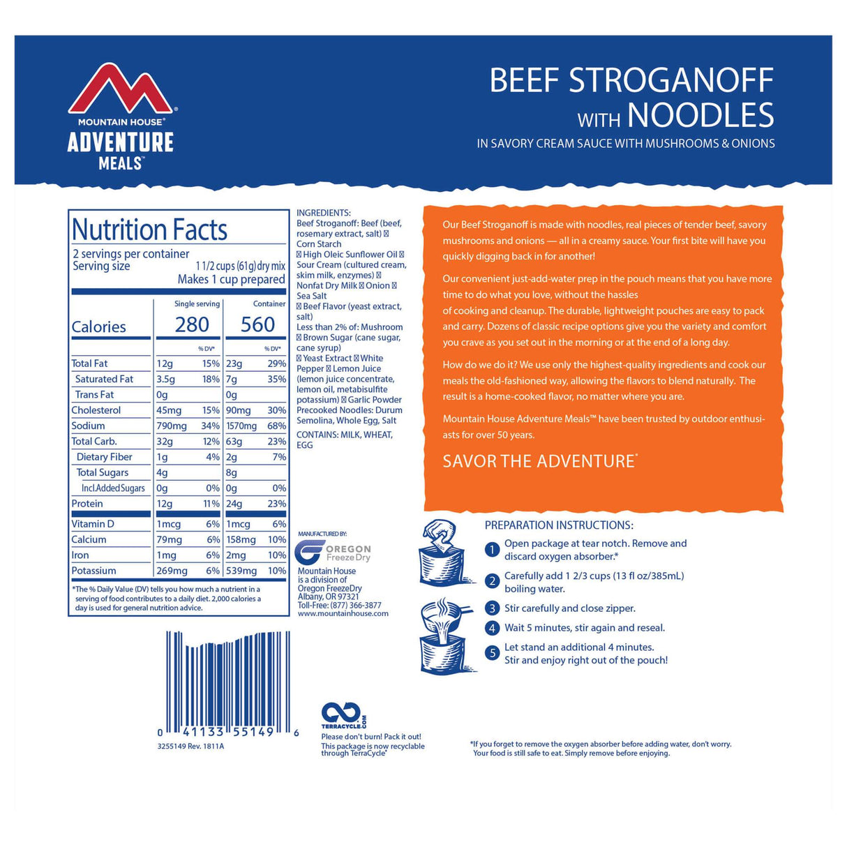 Mountain House Beef Stroganoff with Noodles