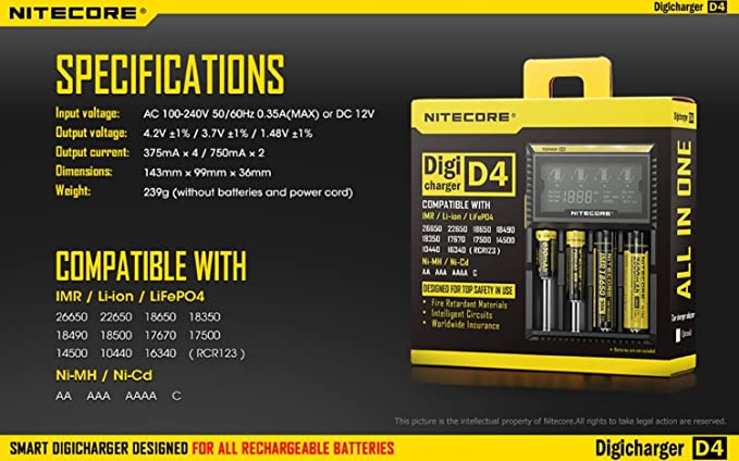 Nitecore D4 Digicharger - Multi Battery type