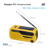 Kaito Voyager 2 Portable Solar/Hand Crank AM/FM, Shortwave & NOAA Weather Emergency Radio with USB Cell Phone Charger & LED Flashlight