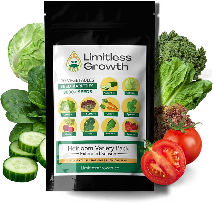 Limitless Growth 10 Vegetable Seed Varieties | Extended Season | 3,000+ Seeds